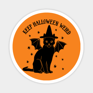 Cute Retro Black Cat Witch Bat - Keep Halloween Weird Magnet